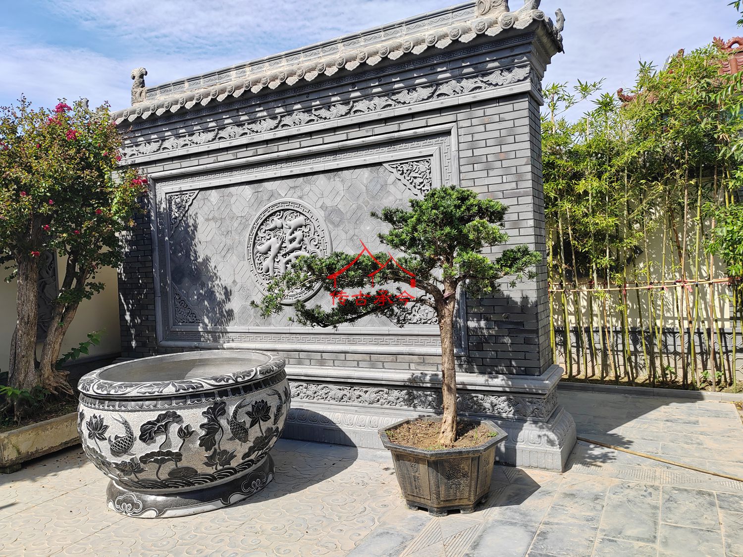 中式庭院影壁墻雕花樣式農(nóng)村自建房影壁墻實景案例