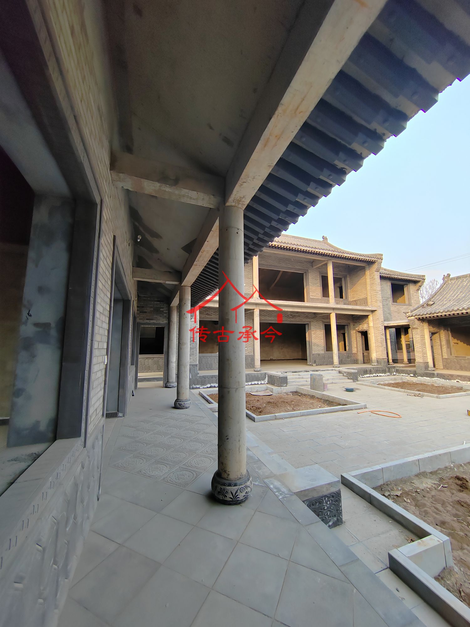 中式在建連廊、合院抄手游廊施工、傳統(tǒng)宅院連廊結(jié)構(gòu)