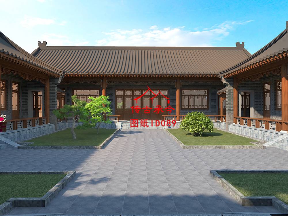 120平四合院設(shè)計(jì)圖和效果圖
