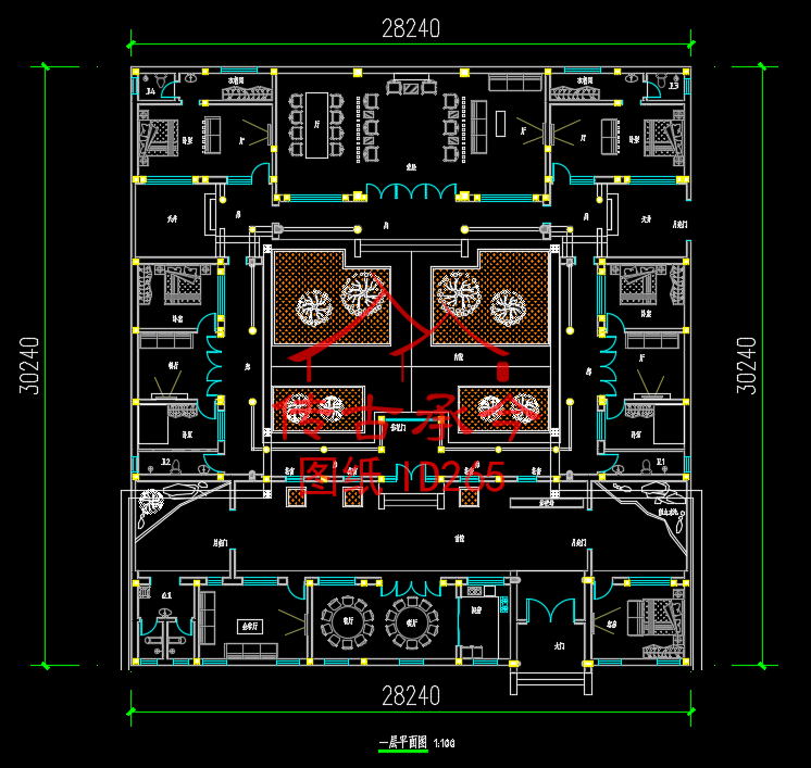 東南角四合院二進(jìn)一層垂花門(mén)平面圖