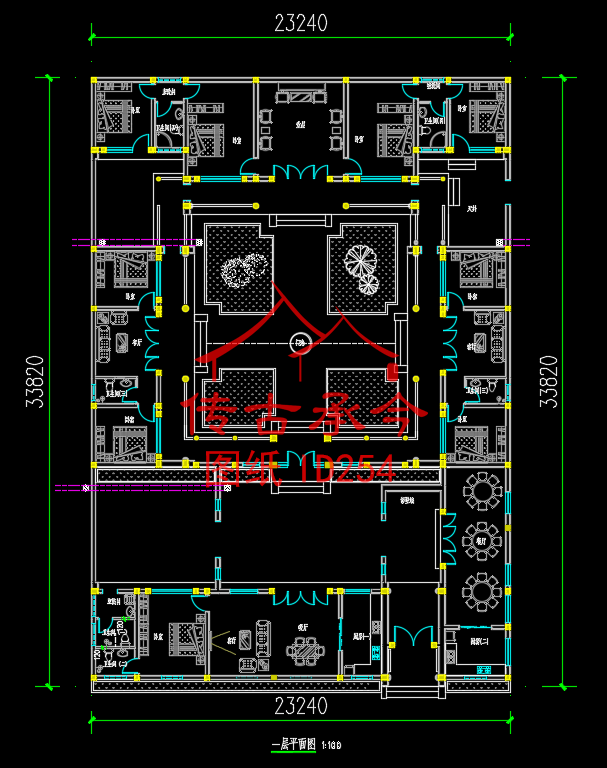 一層二進(jìn)垂花門四合院平面圖