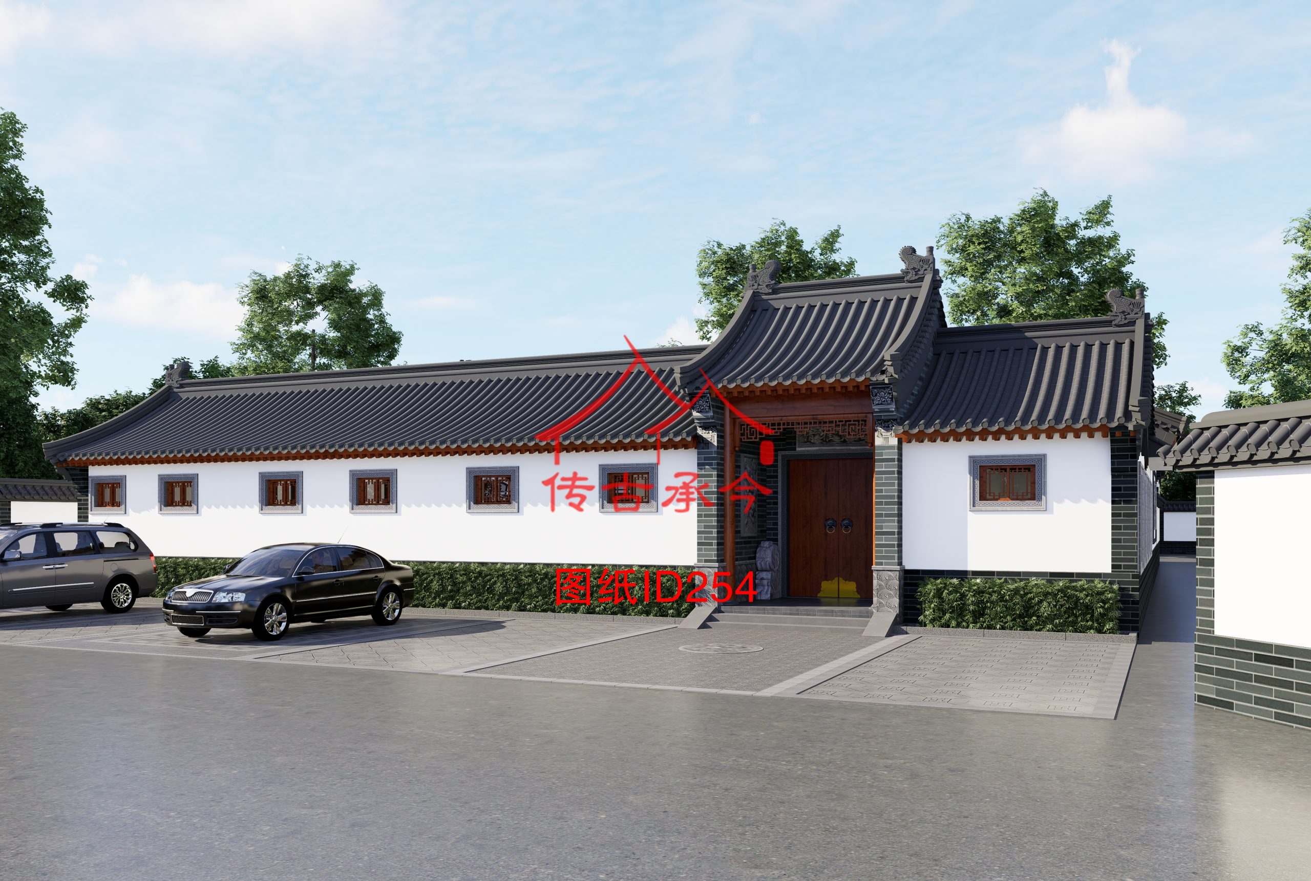 四合院外立面正大門效果圖