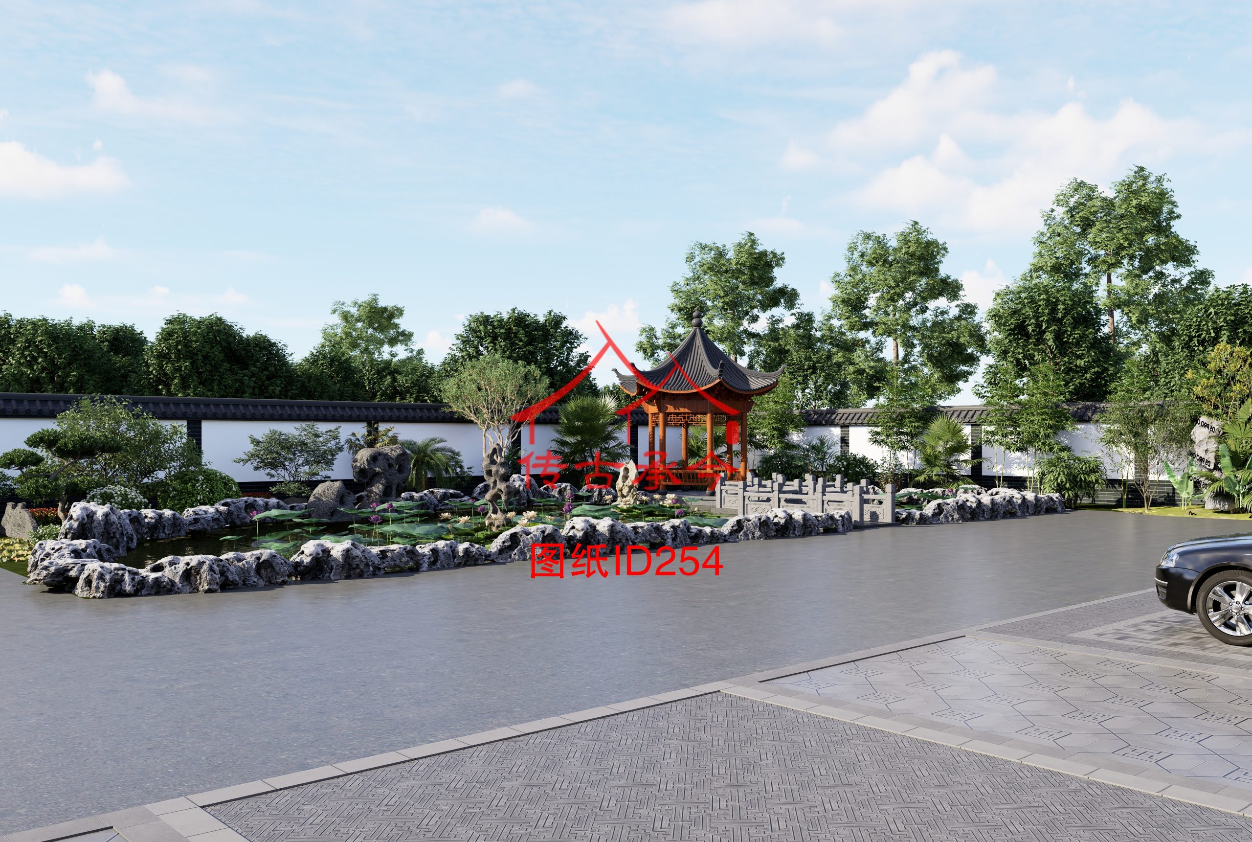 假山水系涼亭效果圖