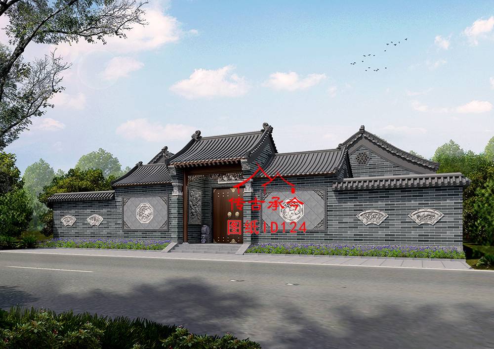 青磚四合院外立面效果圖