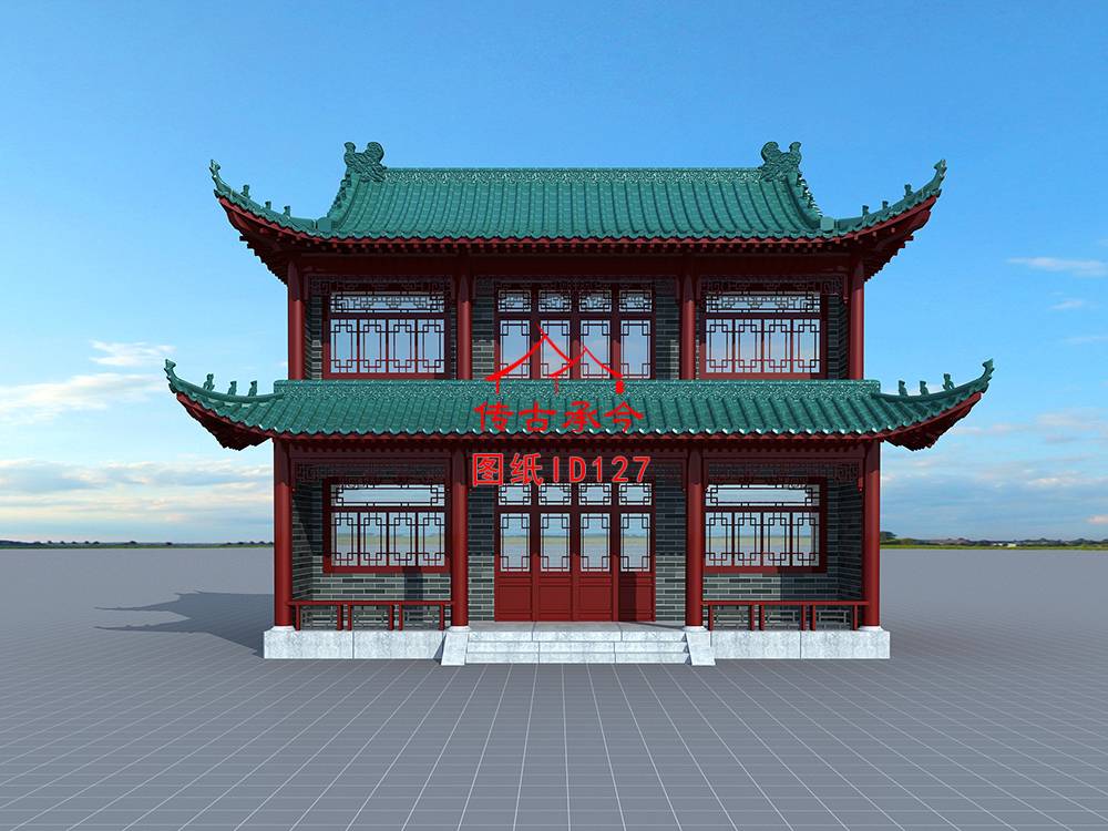 歇山頂大殿外立面圖