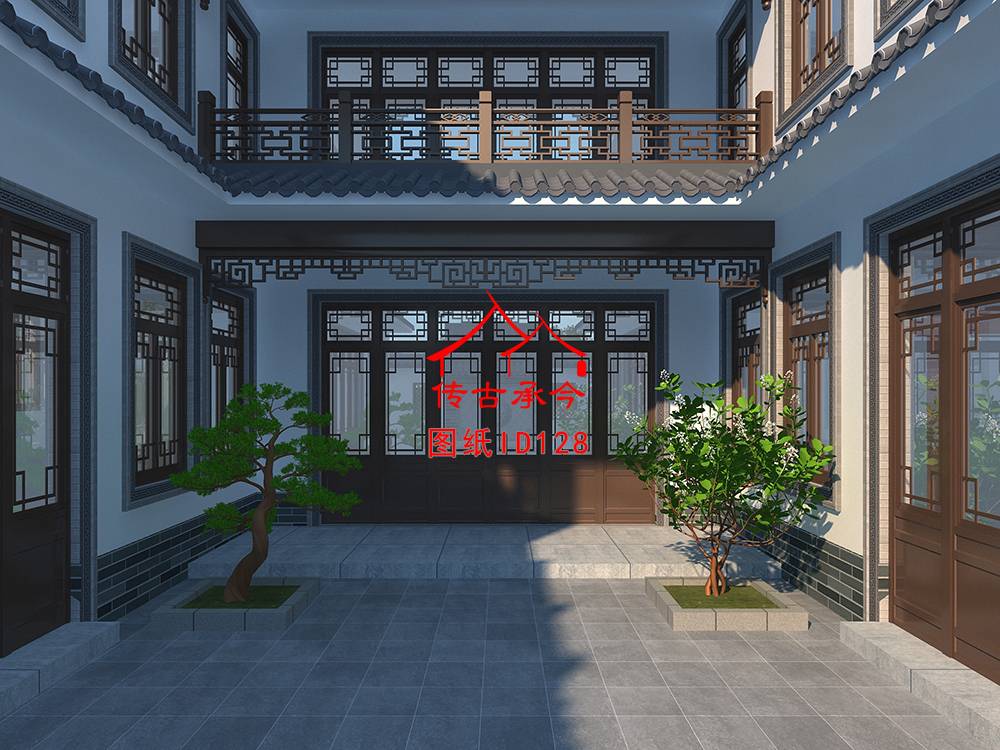 新中式合院內(nèi)效果圖