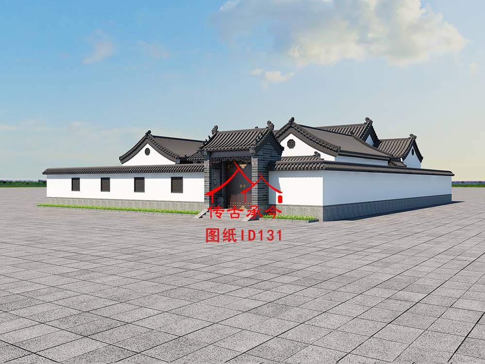 新中式三合院外立面圖