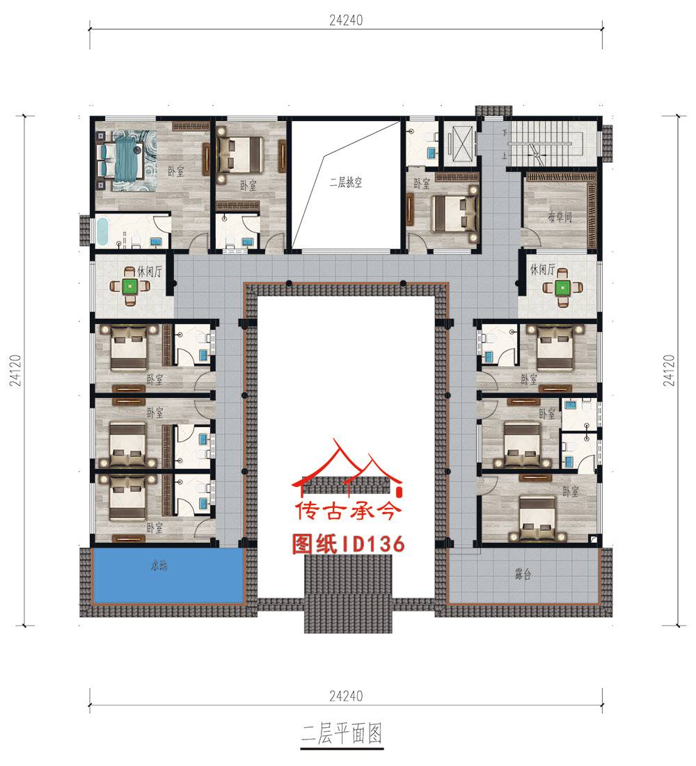 三合院一進院平面圖
