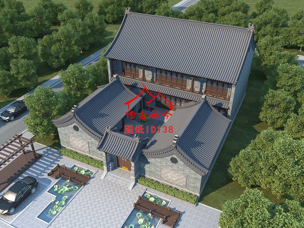 二層三合院鳥瞰圖