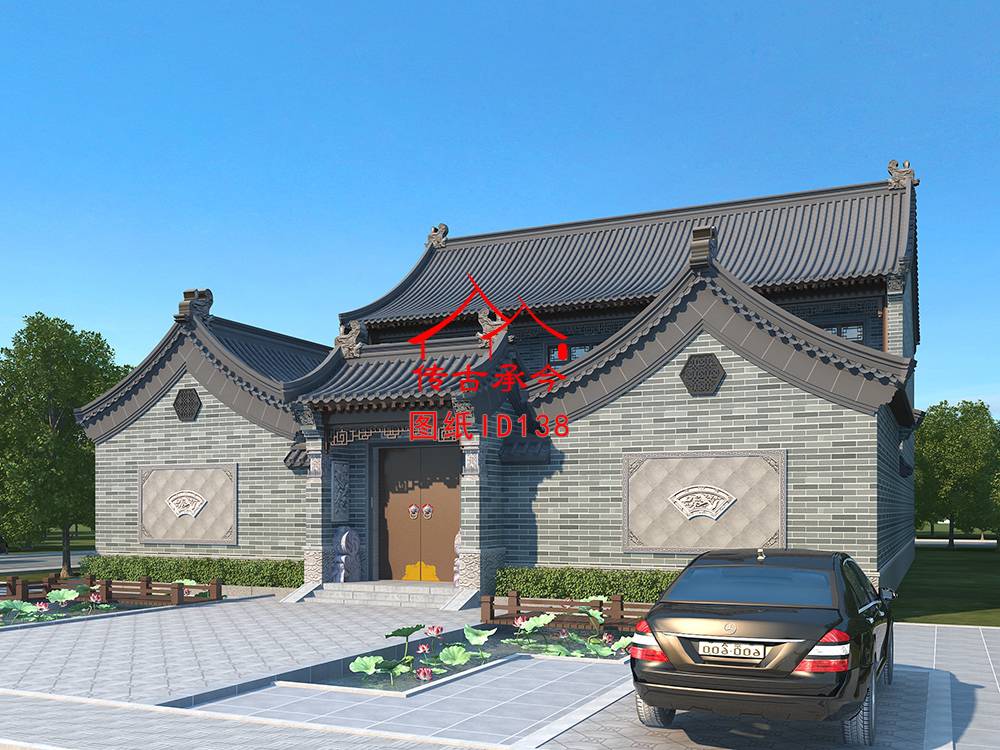 二層青磚三合院效果圖