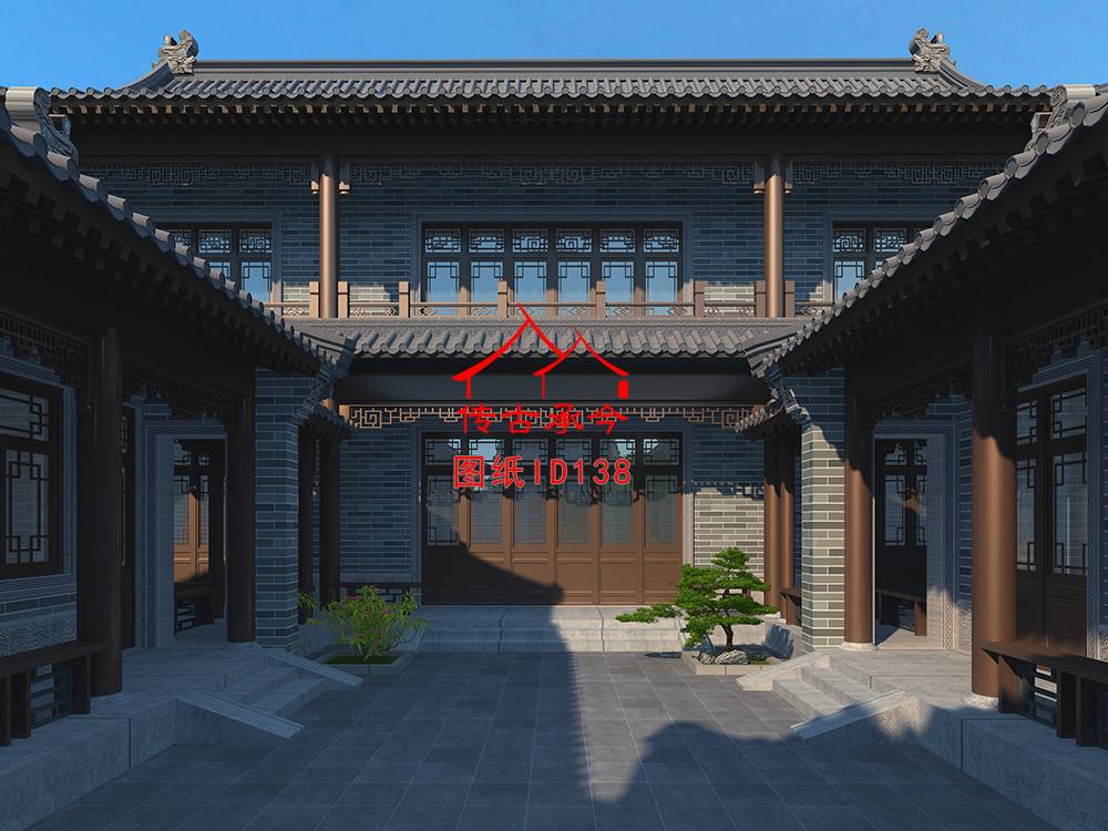 青磚貼片三合院效果圖