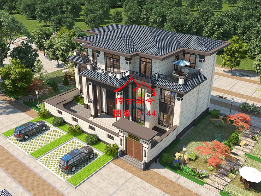 三層別墅鳥瞰圖