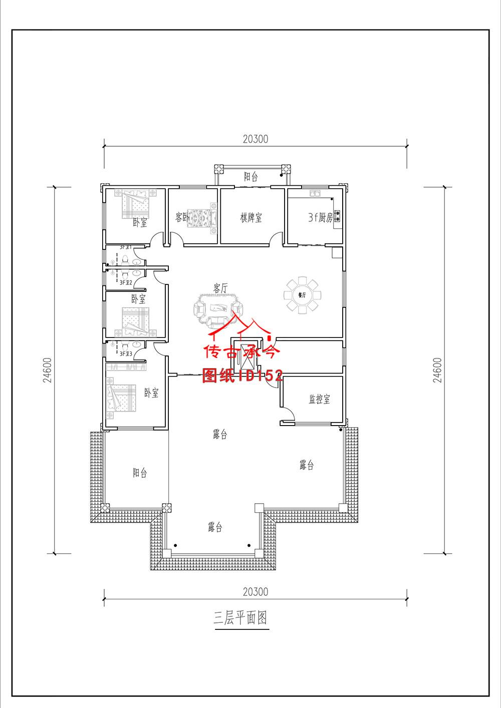 三層農(nóng)村自建房新中式別墅平面圖