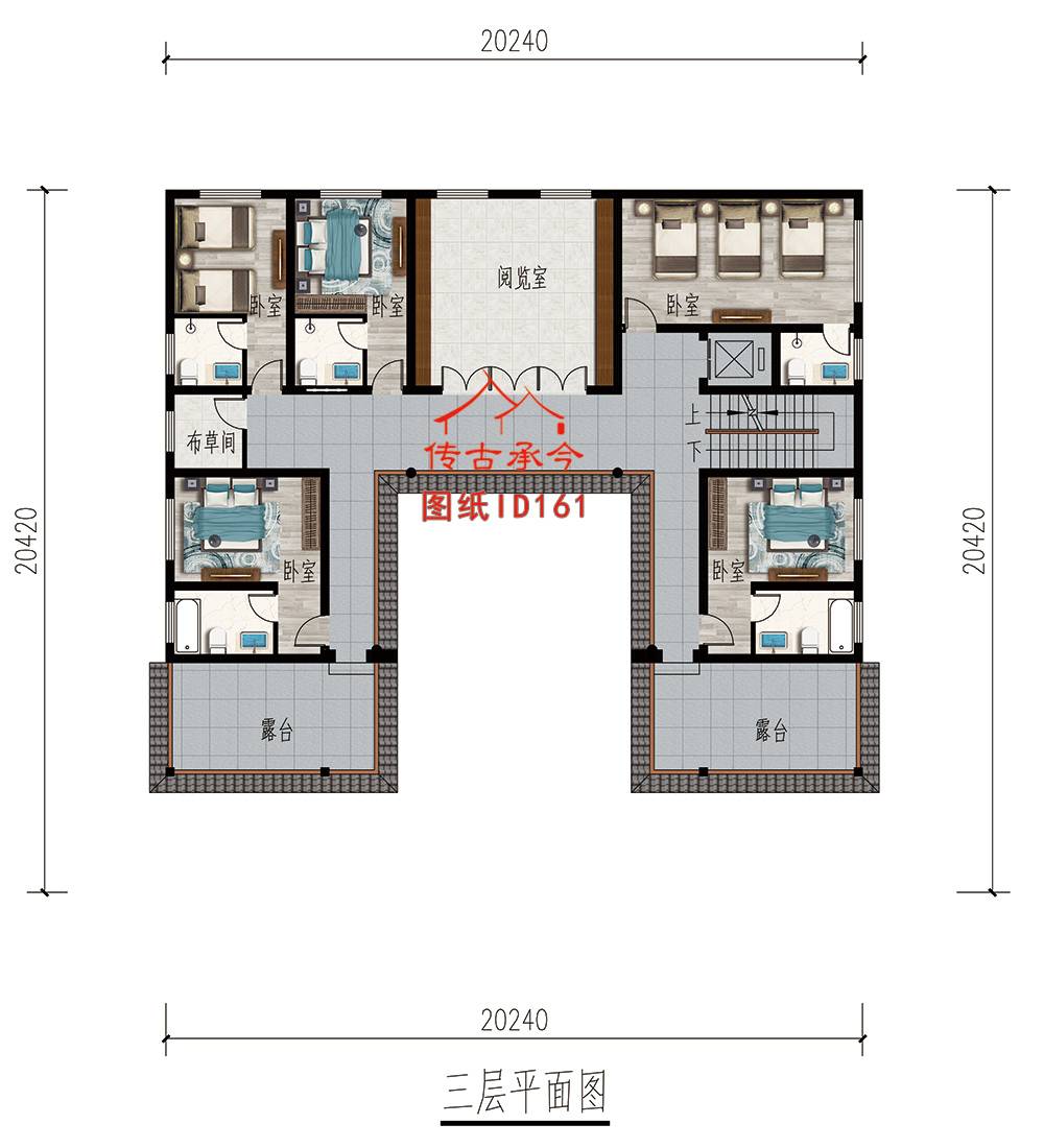 一層白墻三合院平面布置圖