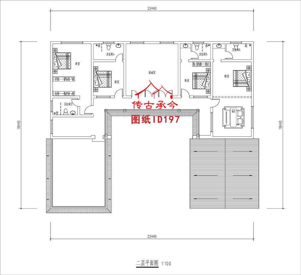 連體三合院二層平面圖