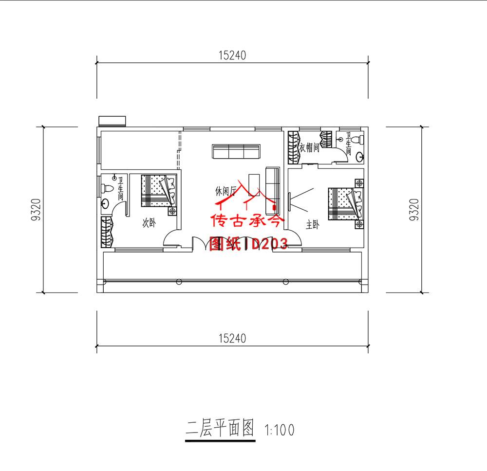 三開間合院二層平面圖