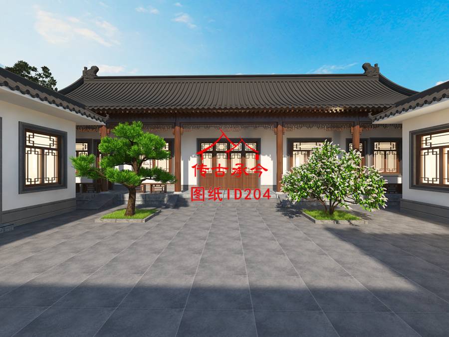 五開間三合院院內(nèi)效果圖