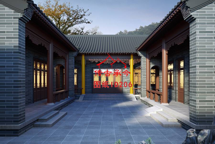 三合院院內(nèi)效果圖