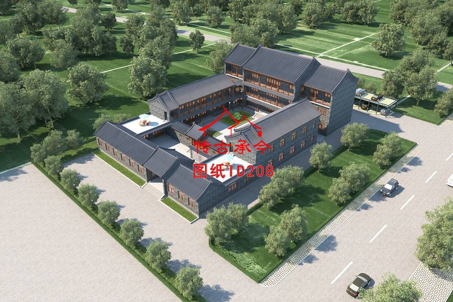 北京青磚墻二進四合院效果圖設計
