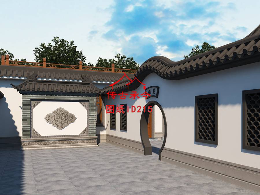 月亮門影壁墻效果圖