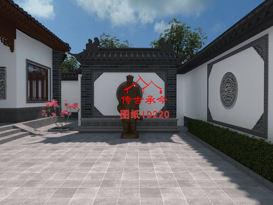 中式影壁墻人視圖