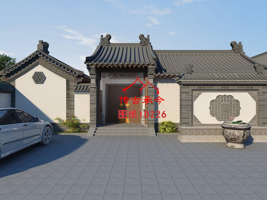 四合院大門效果圖