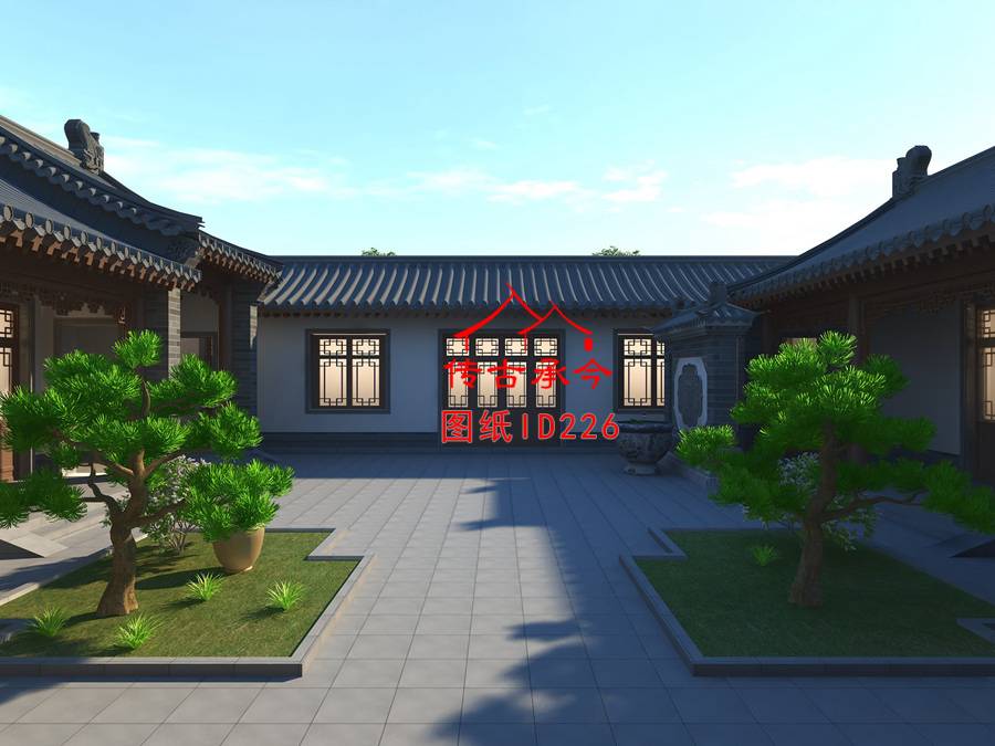 四合院院內效果圖