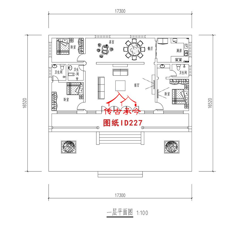 小型仿古建筑平面圖