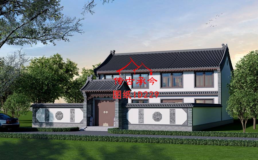 仿古建筑大門外觀效果圖