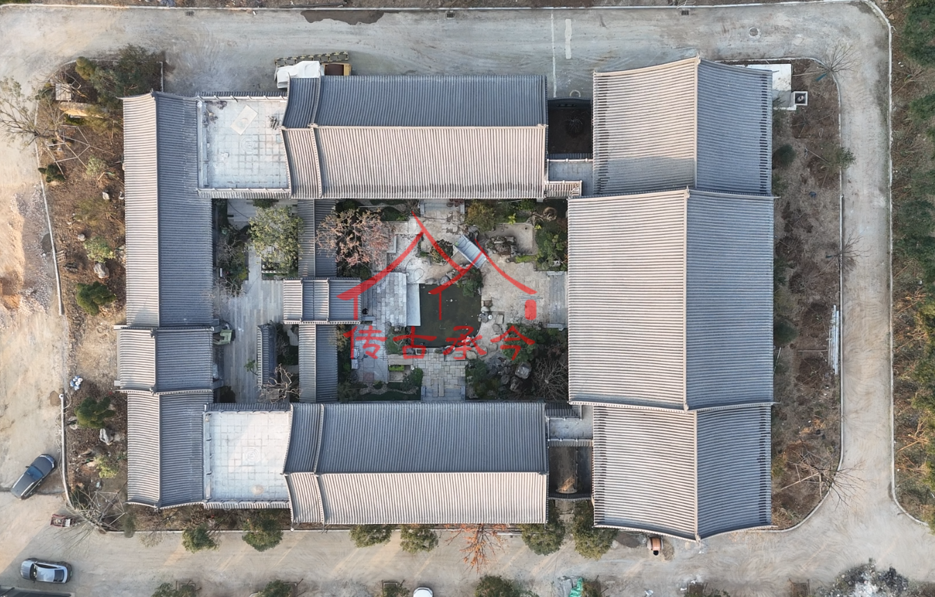 多進四合院屋頂俯視圖鄉(xiāng)村仿古院落俯視圖