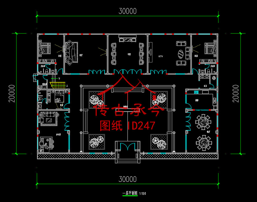 大開間一層三合院平面圖