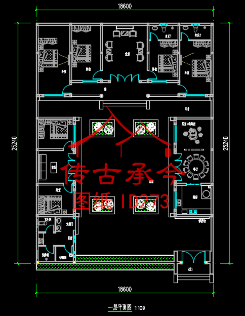 中式三合院設(shè)計平面圖