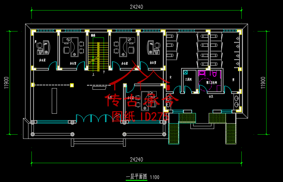 二層中式四合院一層設計圖 