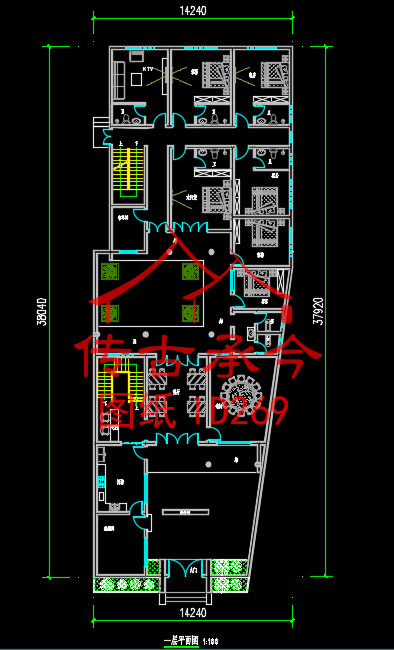 不規(guī)則戶型二層二進(jìn)仿古建筑平面圖一