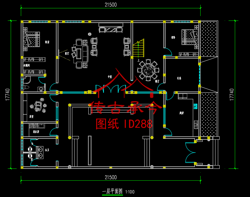 二層中式四合院一層設(shè)計(jì)圖
