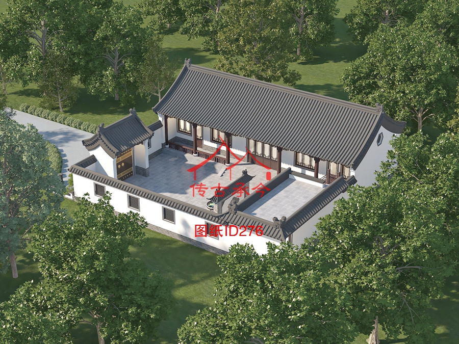 中式小四合院設(shè)計(jì)俯視效果圖
