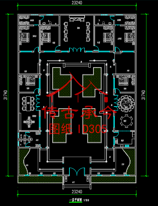中式四合院一層平面圖