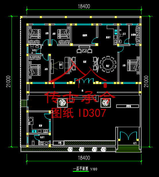 小型合院一層平面圖