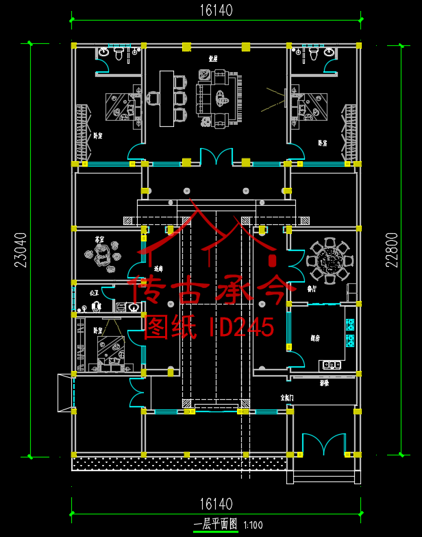 一層?xùn)|南大門帶車庫(kù)平面方案