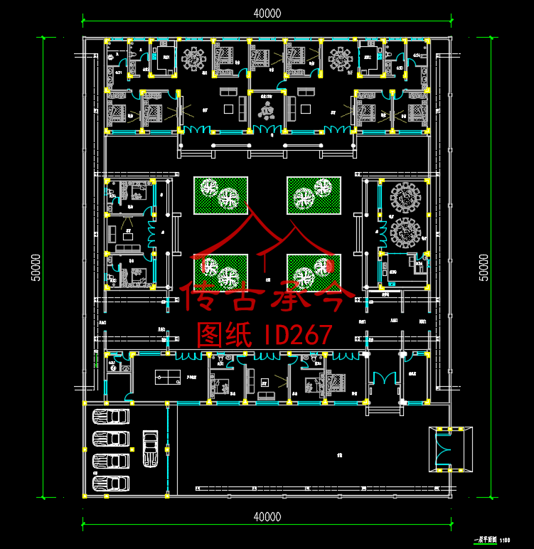 大型合院青磚垂花門東南門平面圖布置