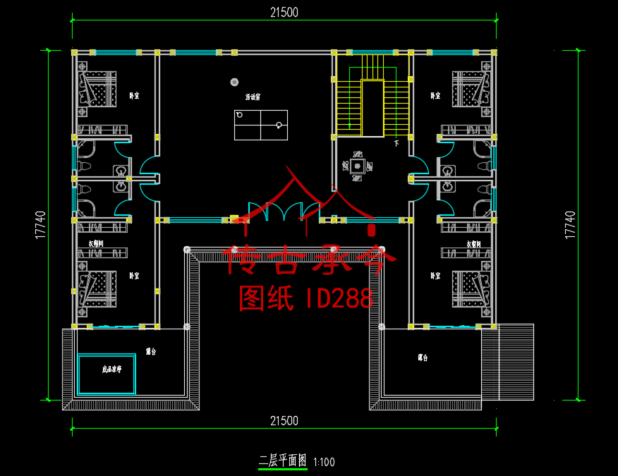 二層中式四合院二層設(shè)計(jì)圖
