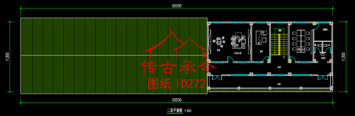 中式辦公樓二層平面圖