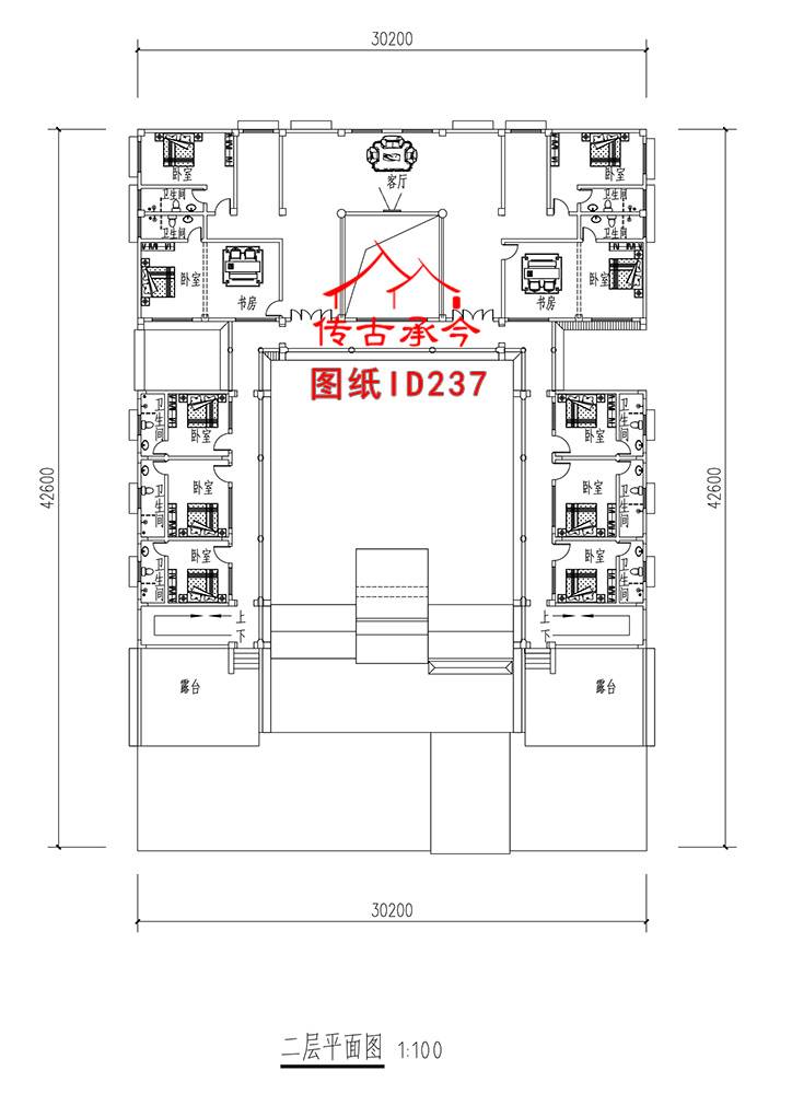 大型合院中間挑空平面圖