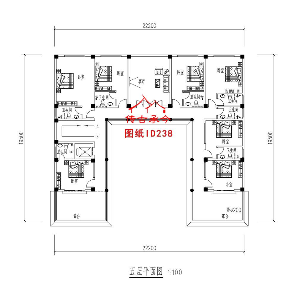 多層帶露臺(tái)平面圖