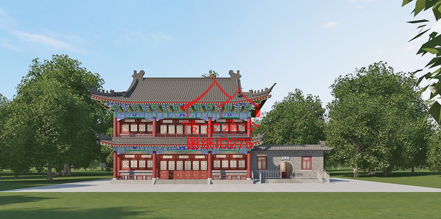 二層中式四合院設計圖及效果圖 