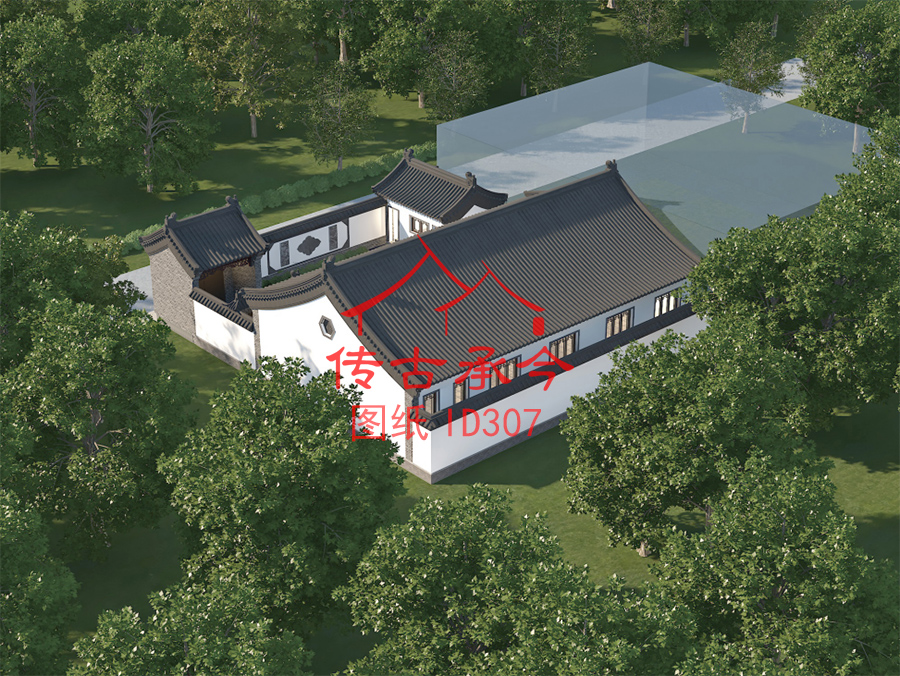 小型合院背面俯視效果圖