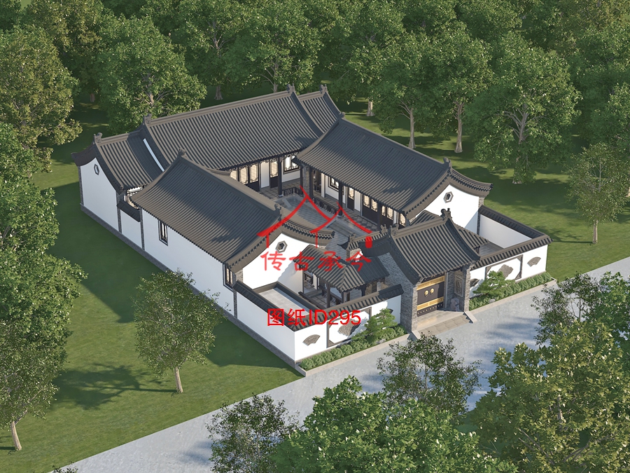 大型四合院整體效果圖
