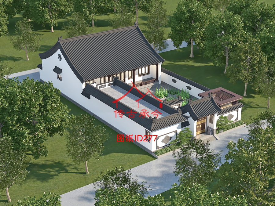 18米×23米四合院設(shè)計(jì)整體效果圖
