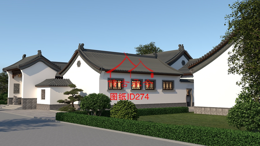 中式小四合院側(cè)墻設(shè)計(jì)效果圖