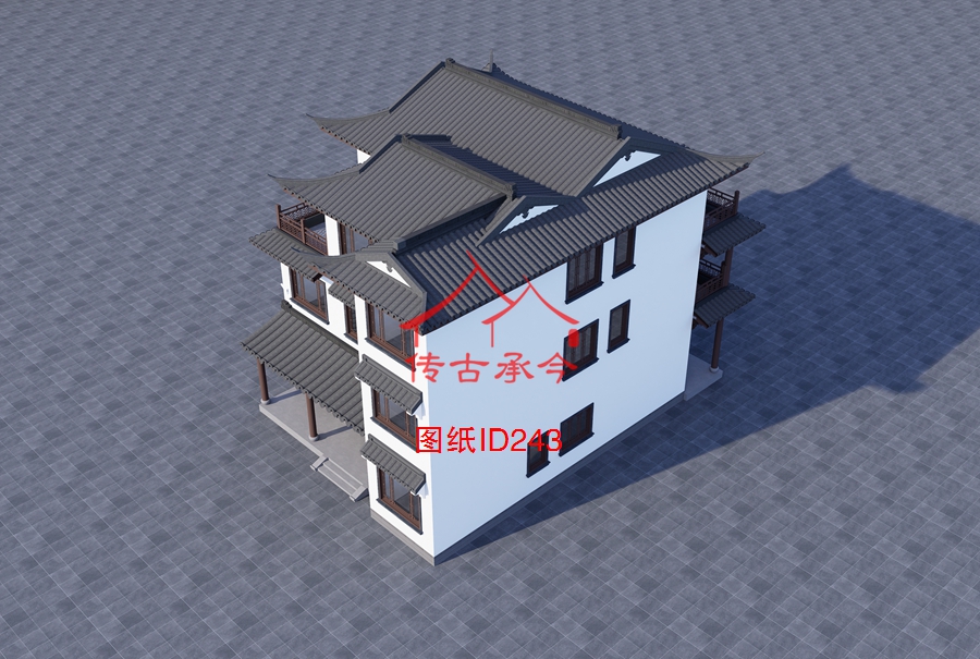 蘇式雀素檐露臺雨棚鳥瞰圖